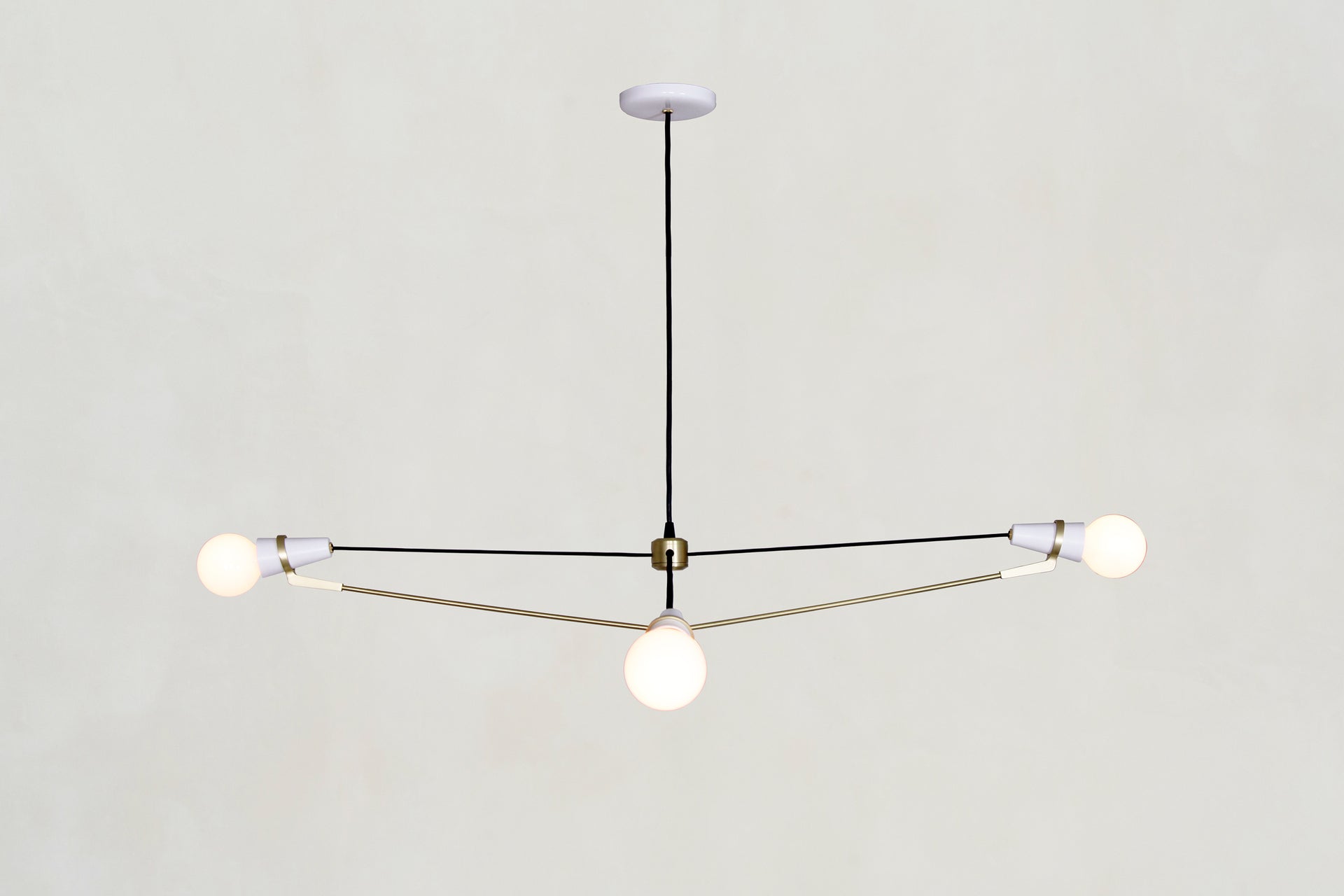 Church 4 Arm Pendant - White & Brass