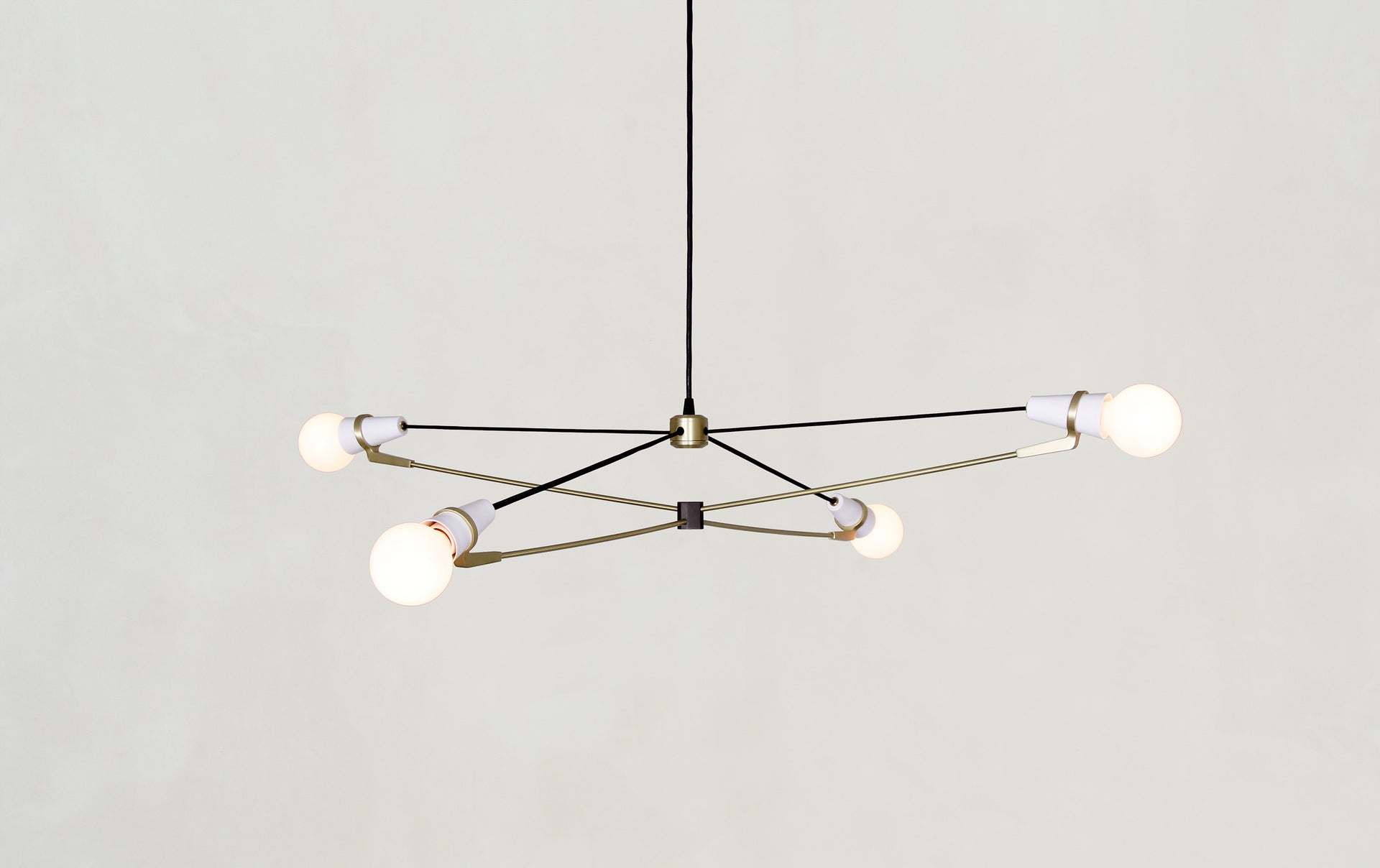 Church 4 Arm Pendant - White & Brass