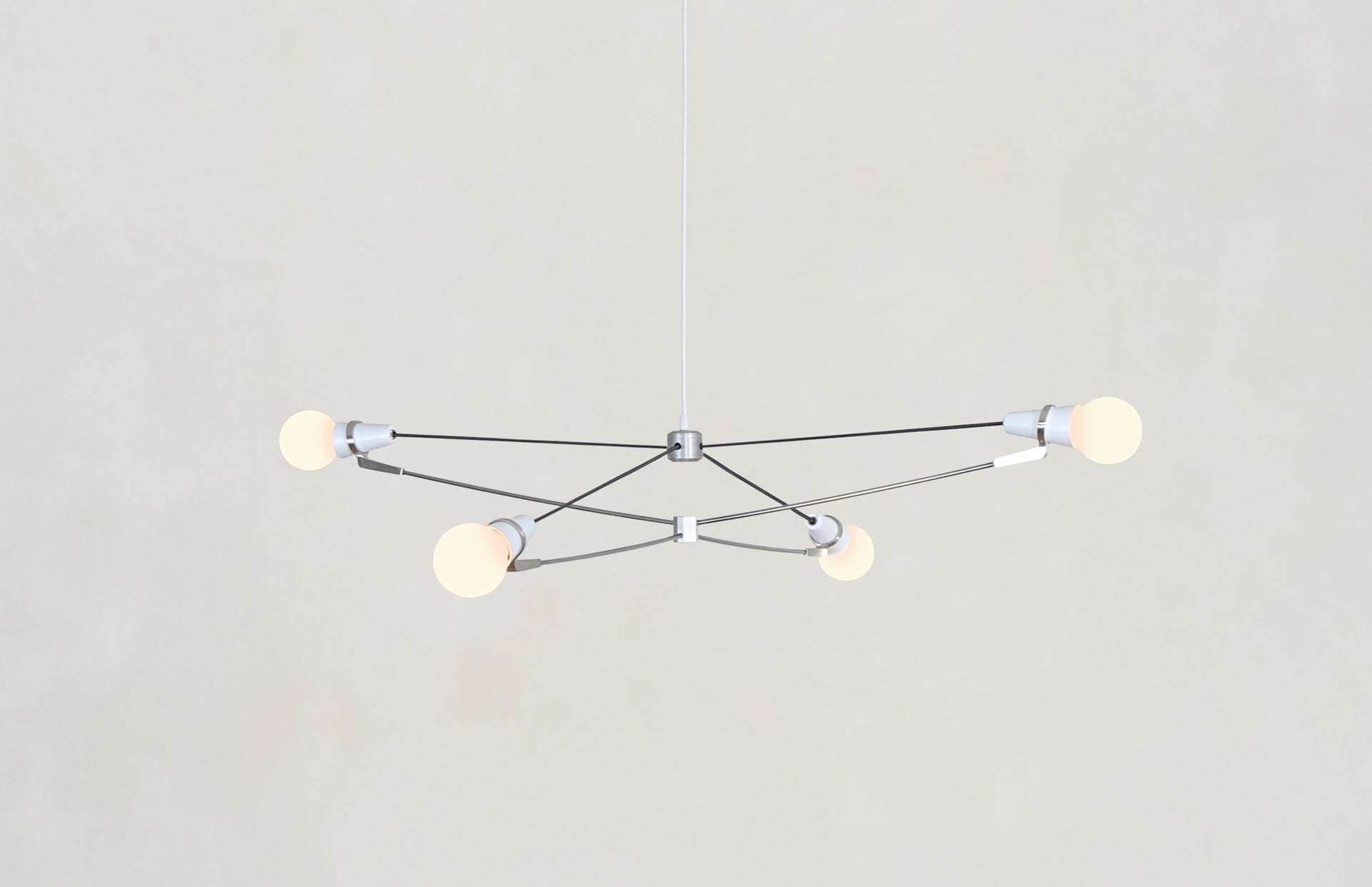 Church 4 Arm Pendant - White & Stainless