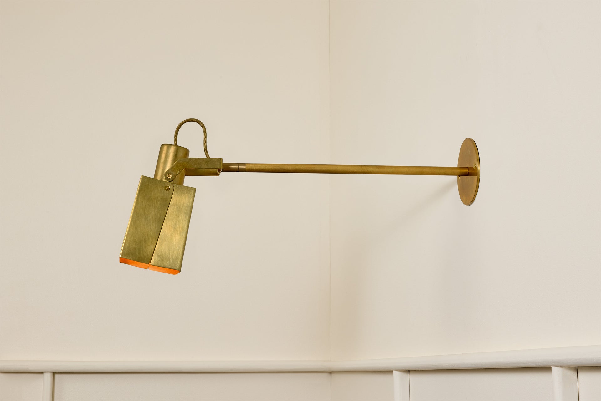 Peek Arm Sconce Square - Burnished Brass,12" Arm,3.5"