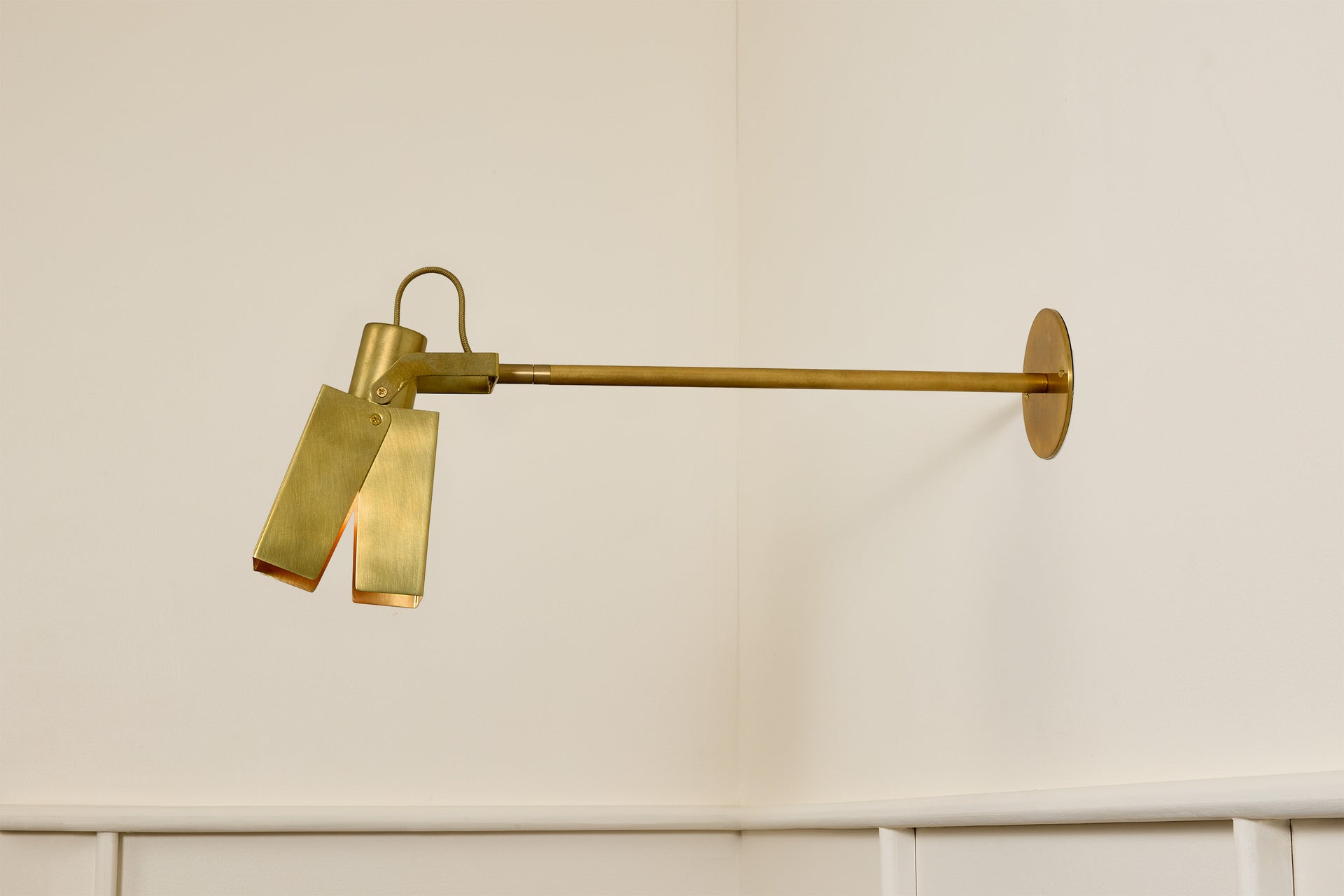 Peek Arm Sconce Square - Burnished Brass,12" Arm,3.5"