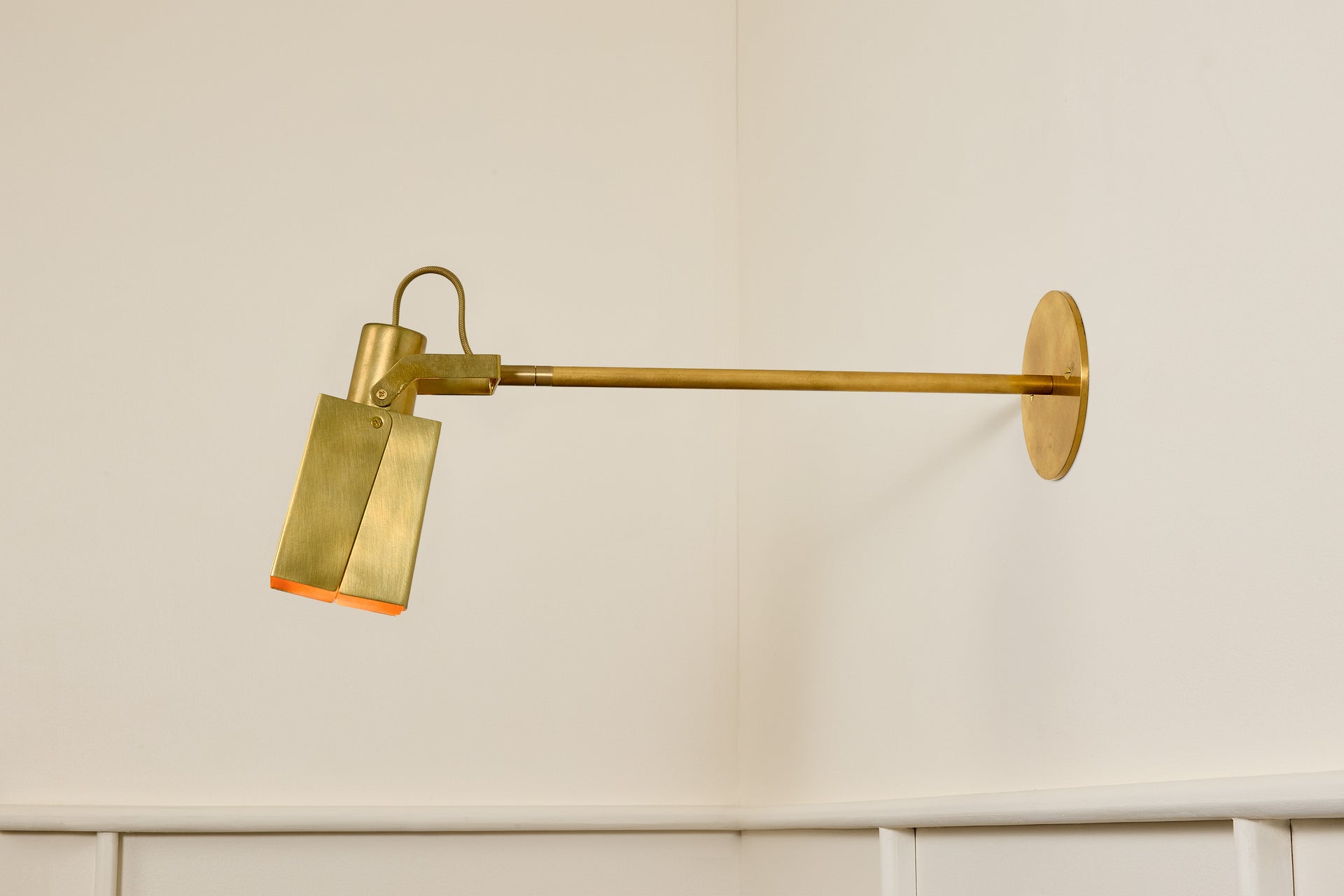 Peek Arm Sconce Square - Burnished Brass,12" Arm,4.5"