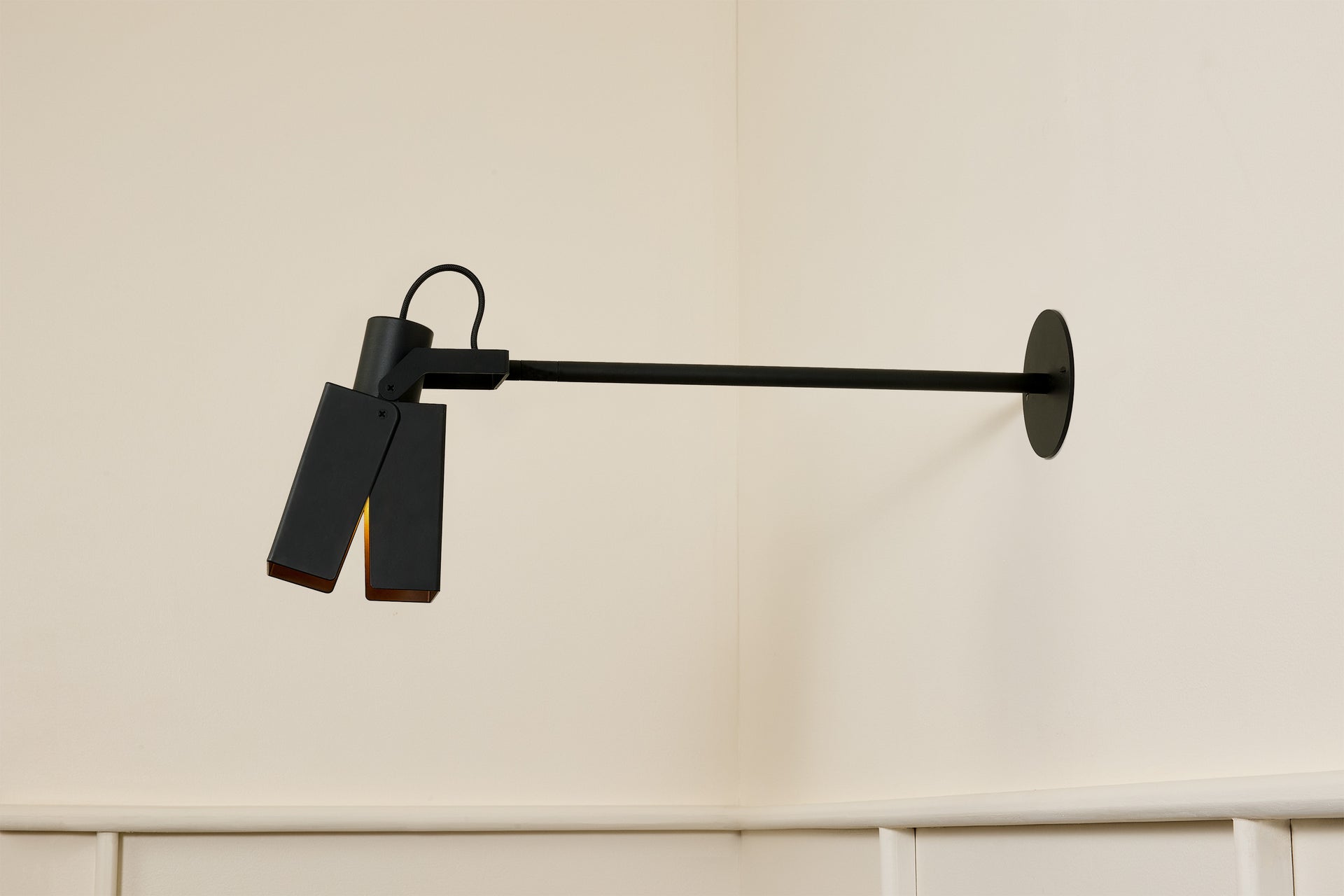 Peek Arm Sconce Square - Black,12" Arm,3.5"