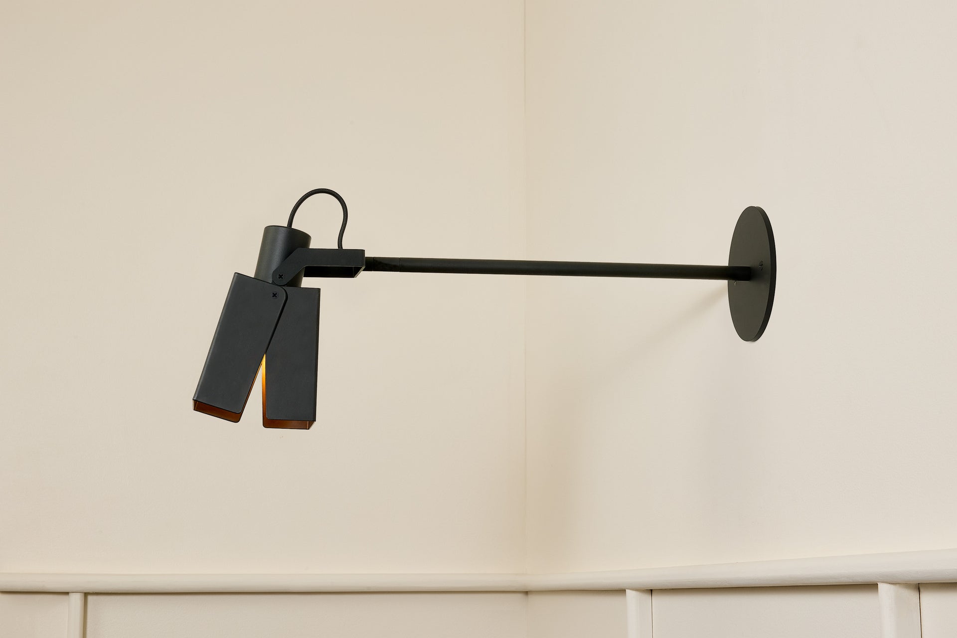 Peek Arm Sconce Square - Black,12" Arm,4.5"