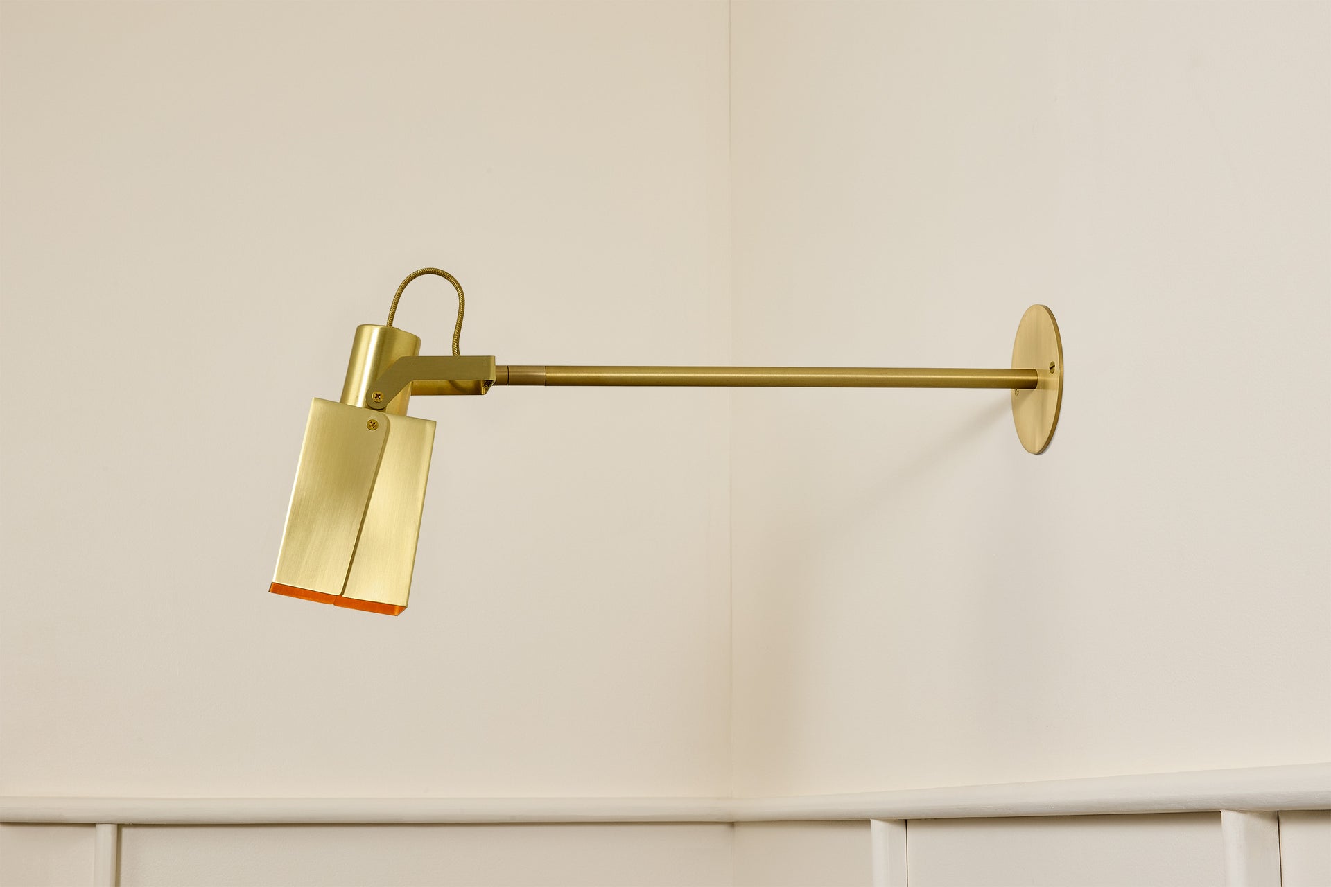 Peek Arm Sconce Square - Waxed Brass,12" Arm,3.5"
