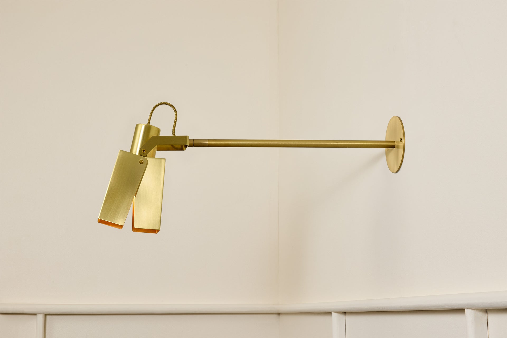Peek Arm Sconce Square - Waxed Brass,12" Arm,3.5"