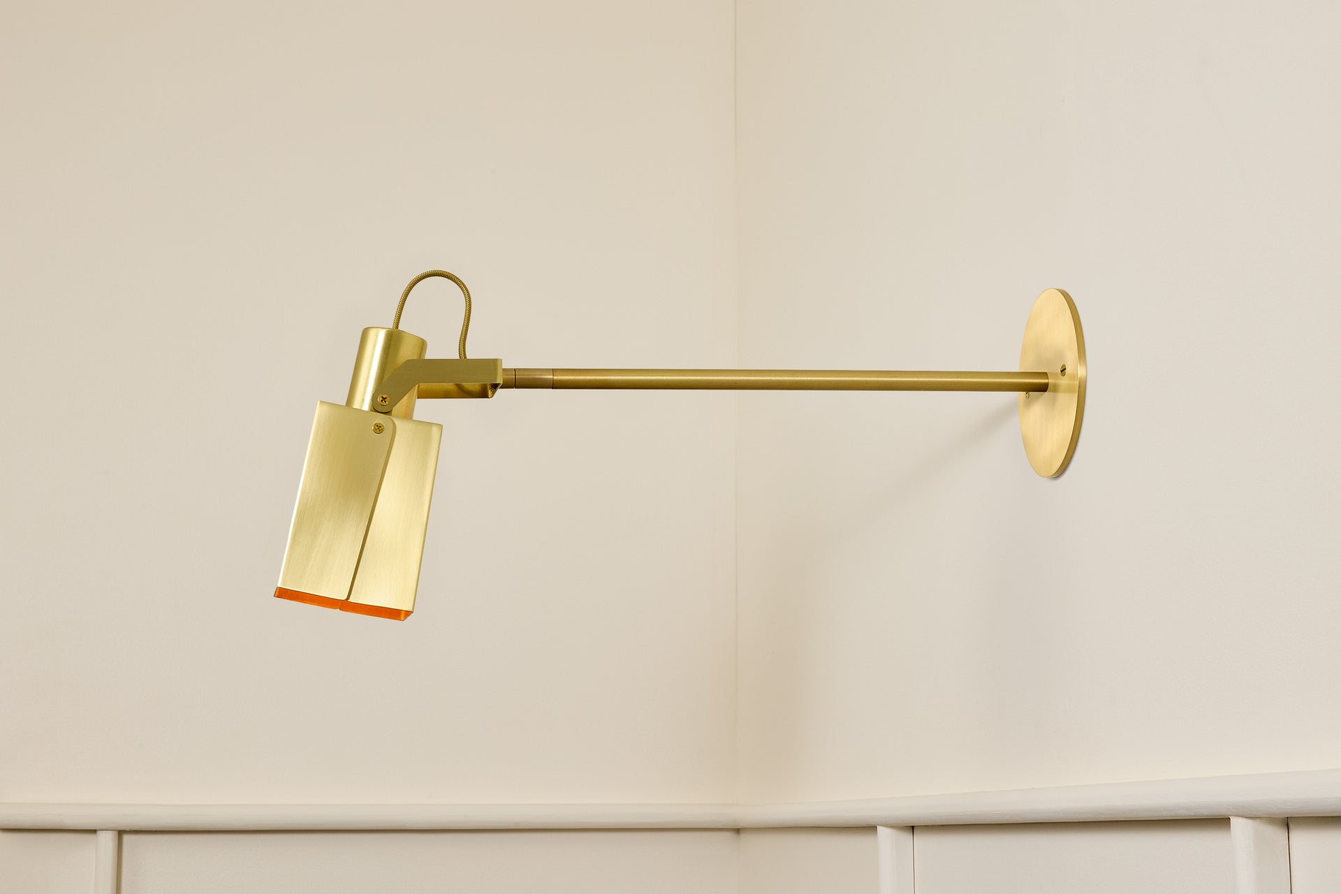 Peek Arm Sconce Square - Waxed Brass,12" Arm,4.5"