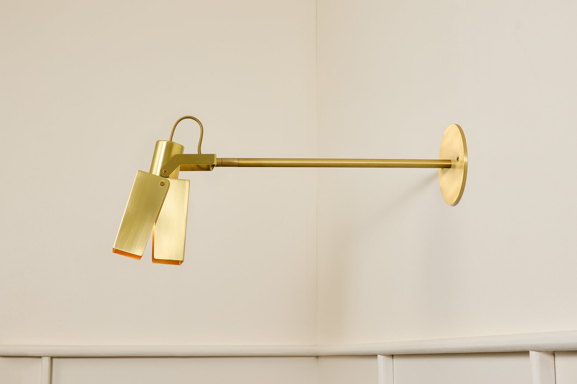 Peek Arm Sconce Square - Waxed Brass,12" Arm,4.5"