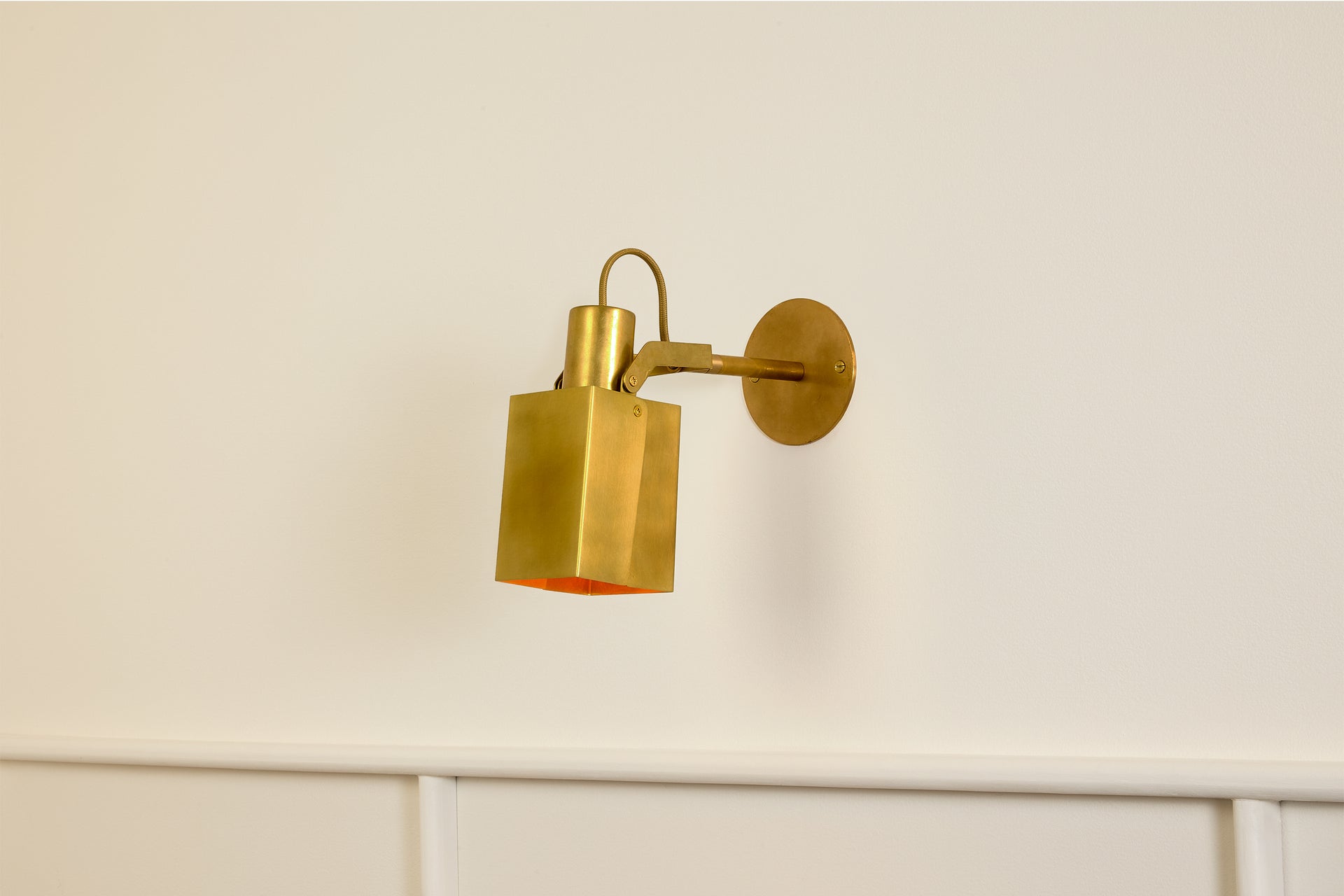 Peek Arm Sconce Square - Burnished Brass,3" Arm,3.5"