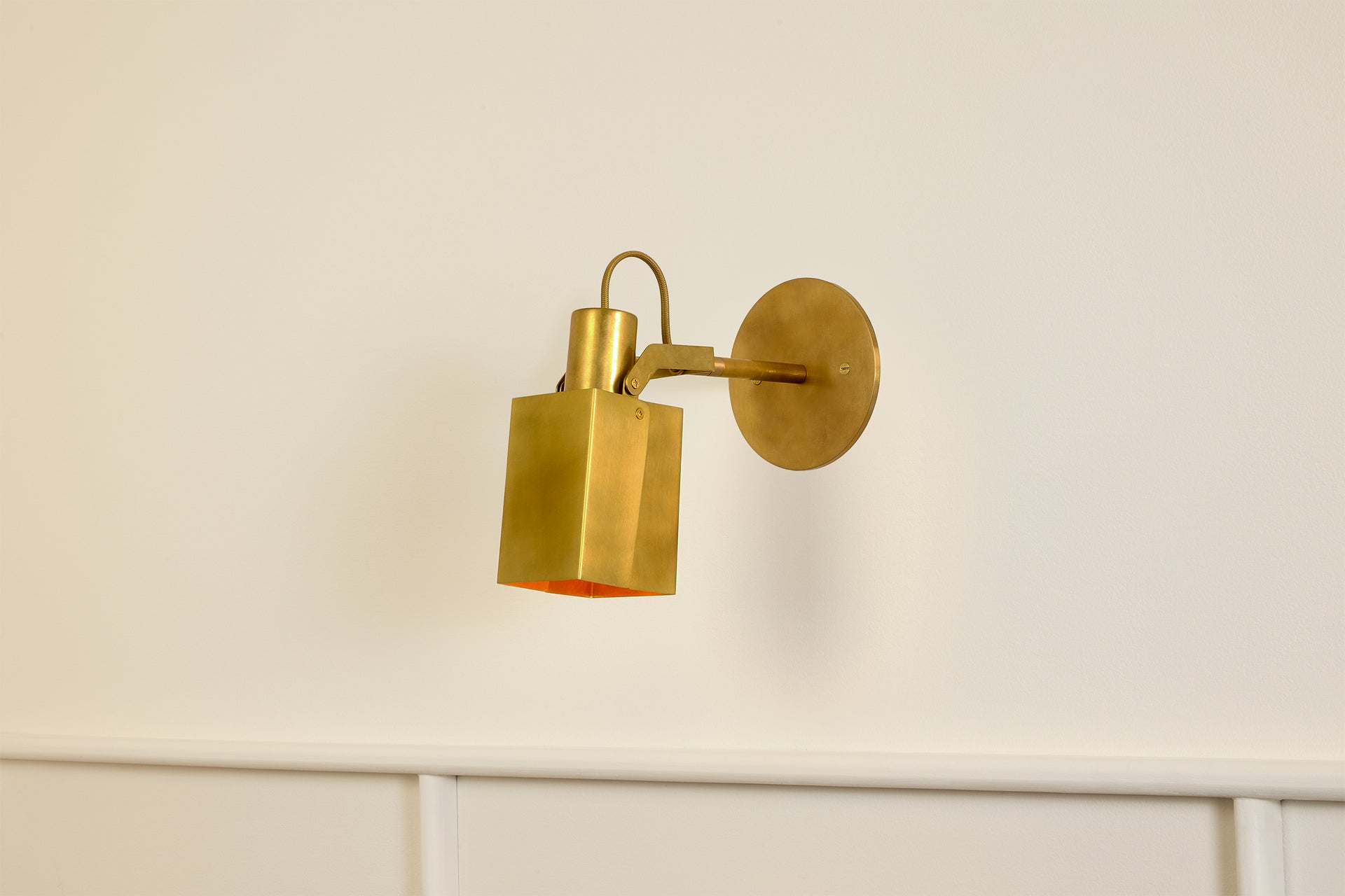 Peek Arm Sconce Square - Burnished Brass,3" Arm,4.5"