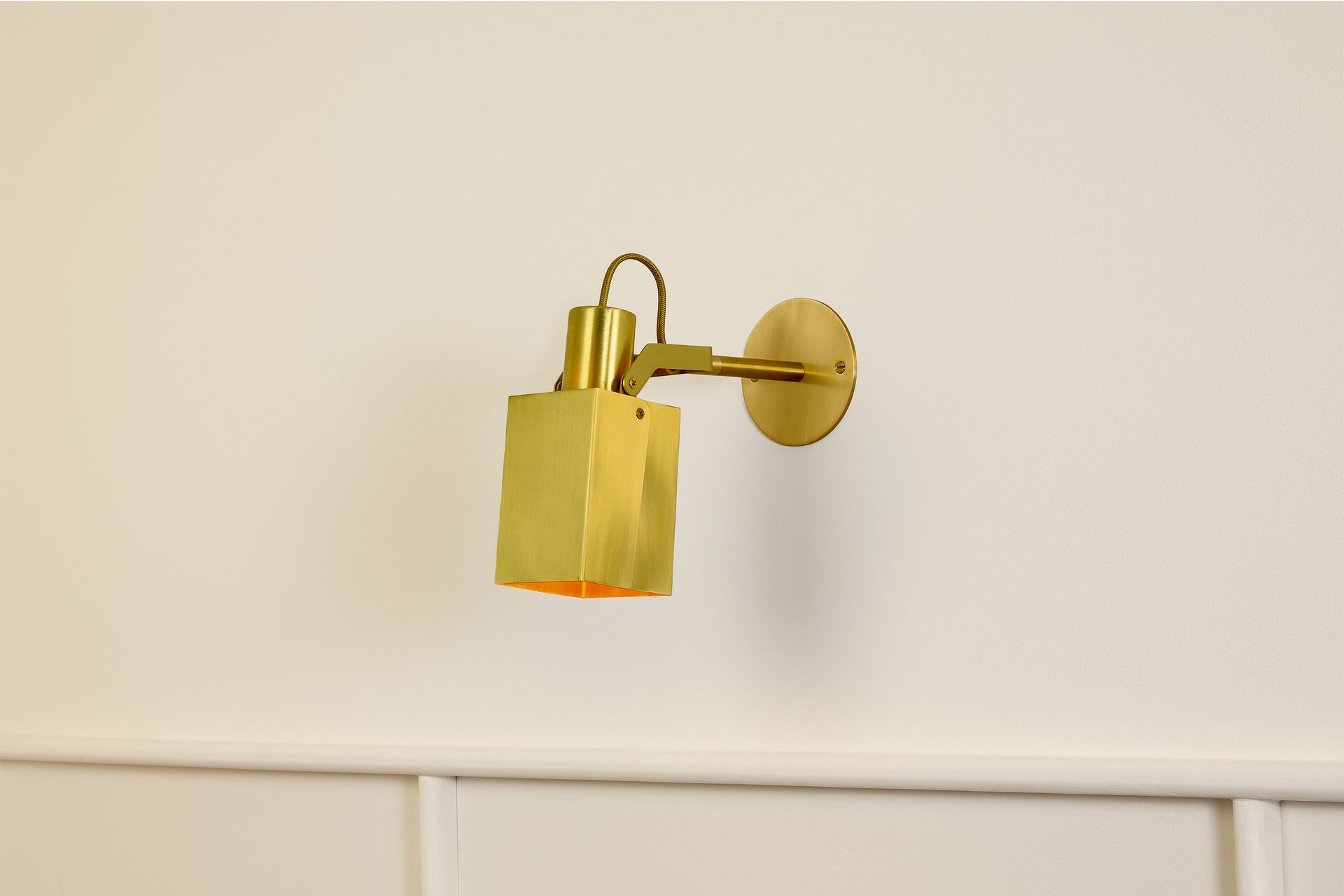 Peek Arm Sconce Square - Waxed Brass,3" Arm,3.5"