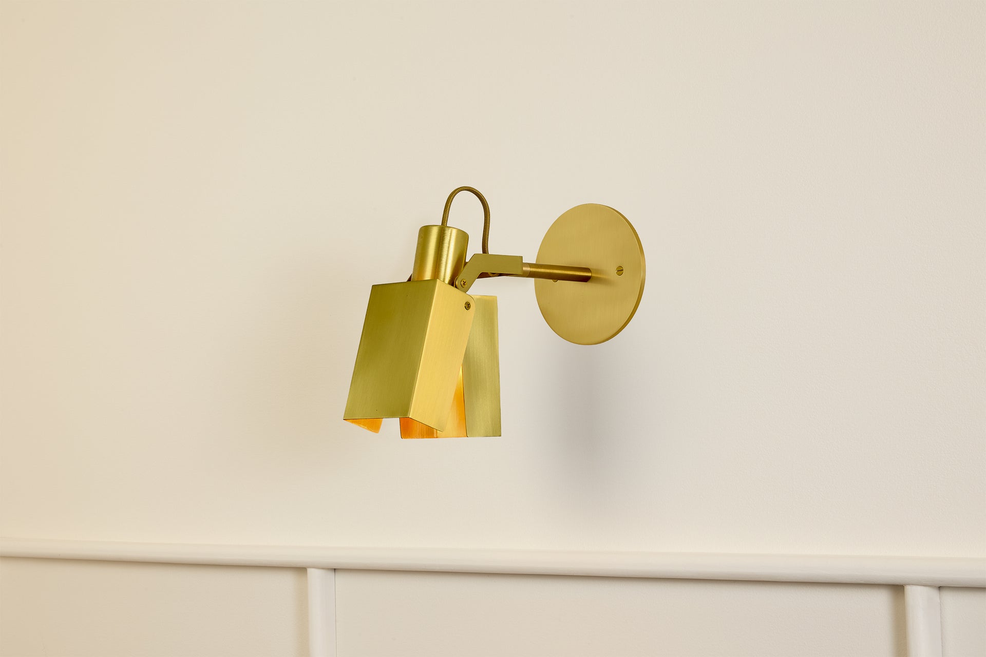 Peek Arm Sconce Square - Waxed Brass,3" Arm,4.5"