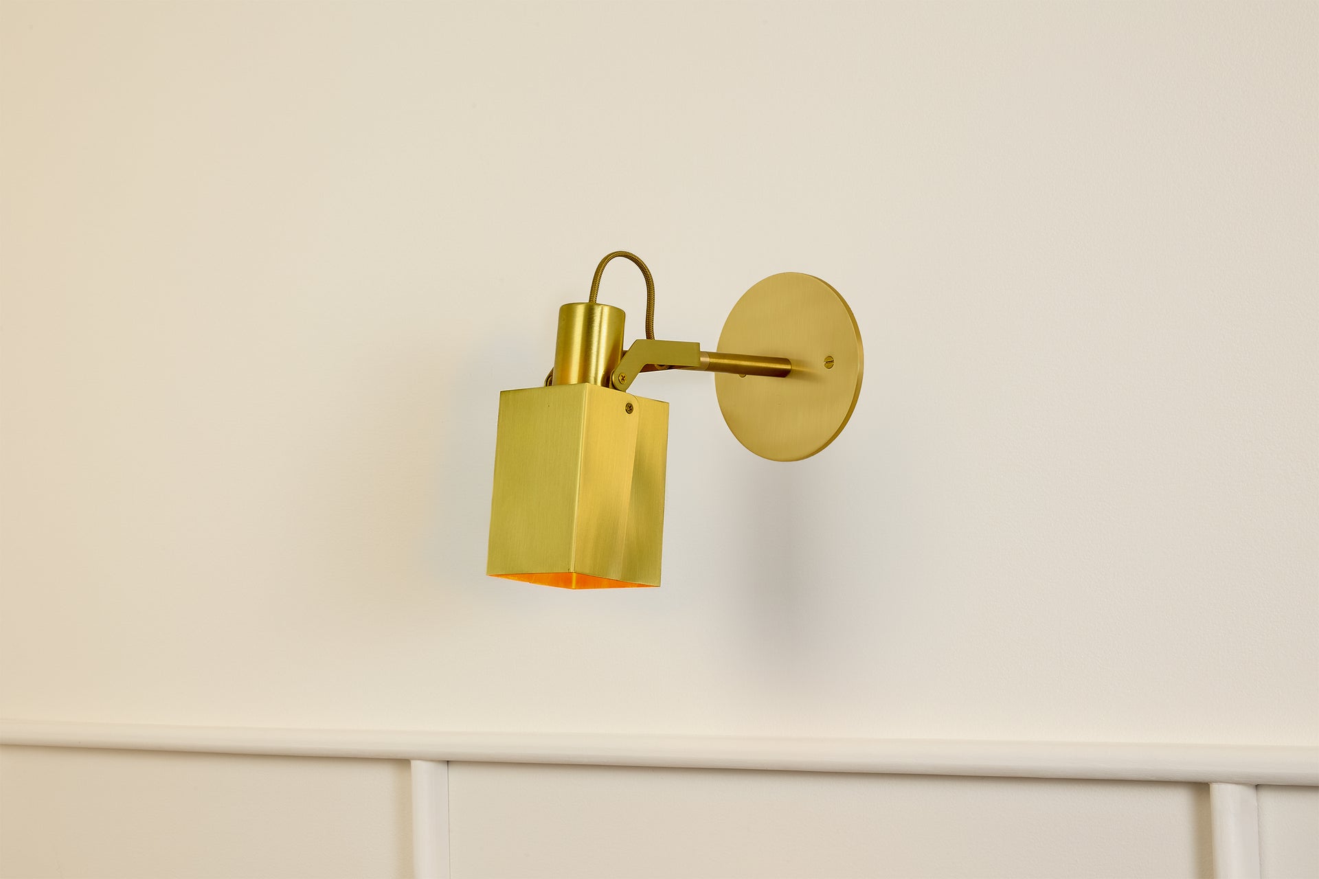 Peek Arm Sconce Square - Waxed Brass,3" Arm,4.5"