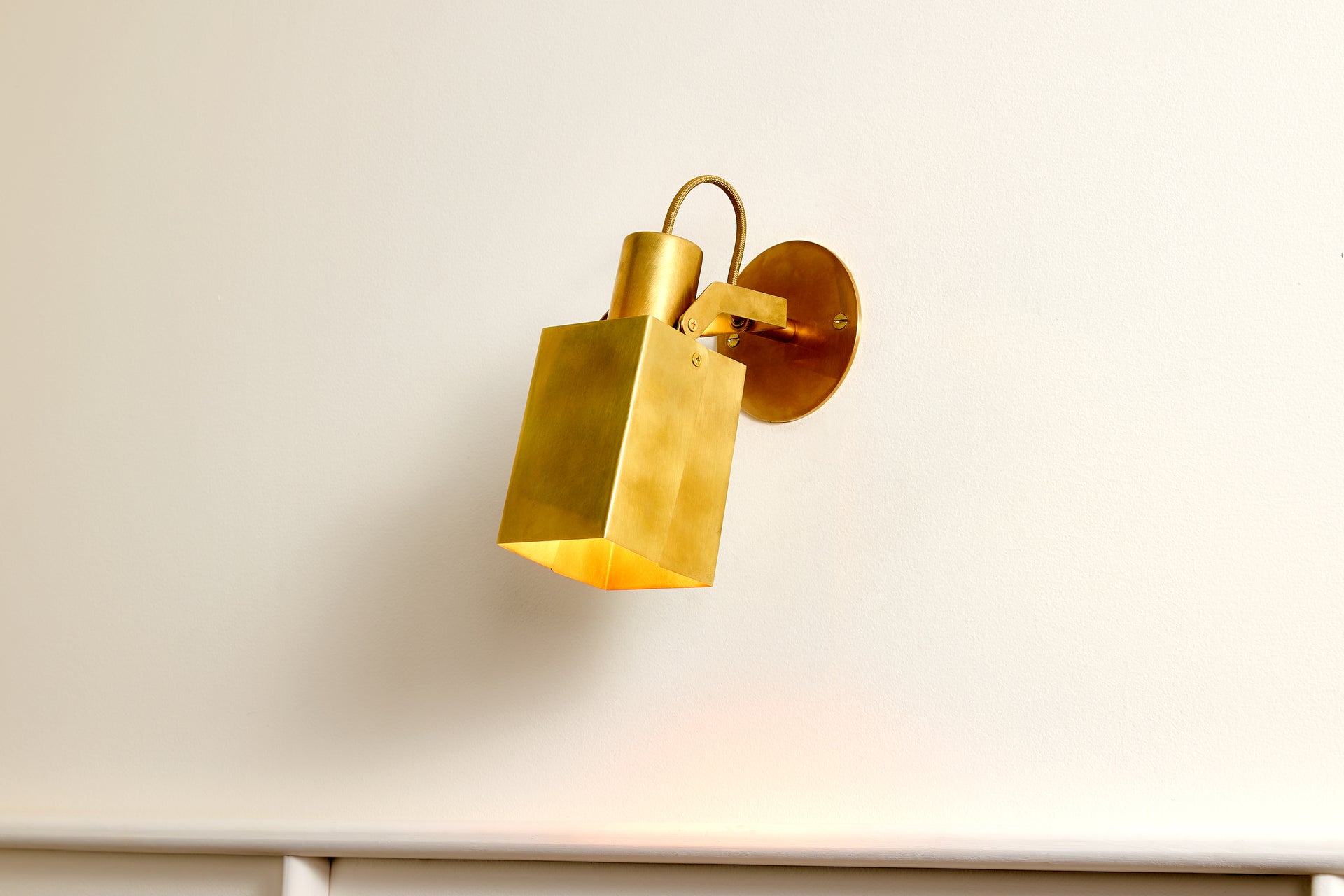 Peek Arm Sconce Square - Burnished Brass,No Arm,3.5"